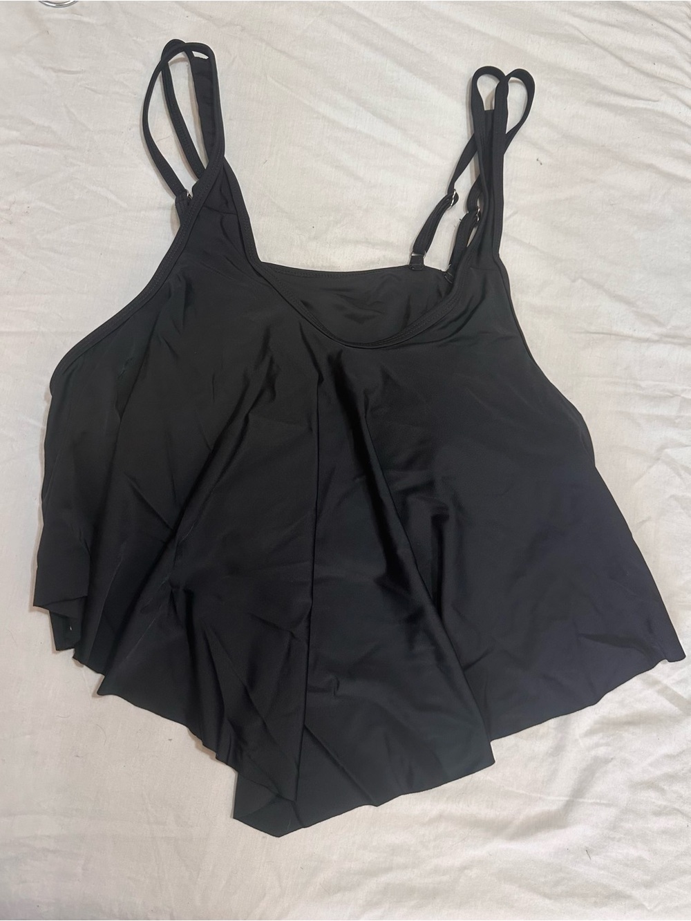 Black Women's Asymmetric Strappy Bathing suit Tank Top